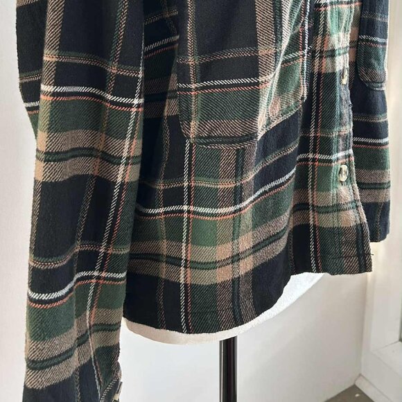 Brixton Forest Green Plaid Cotton Blend Cropped Shacket with Pockets – US S - Picture 2 of 12